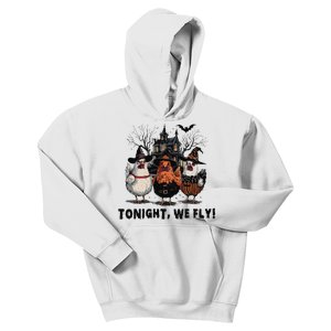 Tonight We Fly Funny Chicken Halloween Spooky Season Kids Hoodie