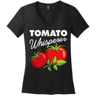 Tomato Whisperer Funny Vegan Farmer Garden Farm Lover Outfit Women's V-Neck T-Shirt