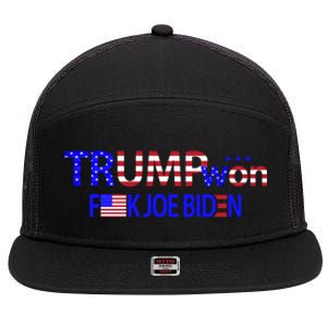 Trump Won F Joe Biden 7 Panel Mesh Trucker Snapback Hat