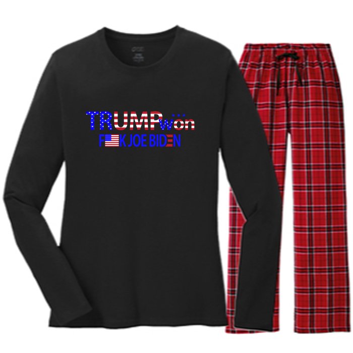 Trump Won F Joe Biden Women's Long Sleeve Flannel Pajama Set 