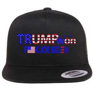 Trump Won F Joe Biden Flat Bill Trucker Hat