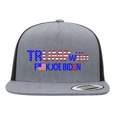 Trump Won F Joe Biden Flat Bill Trucker Hat