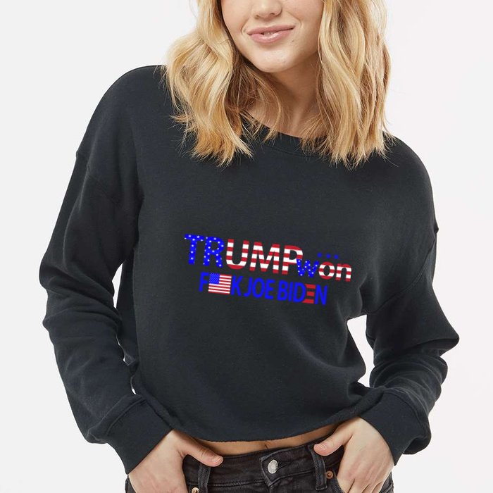 Trump Won F Joe Biden Cropped Pullover Crew