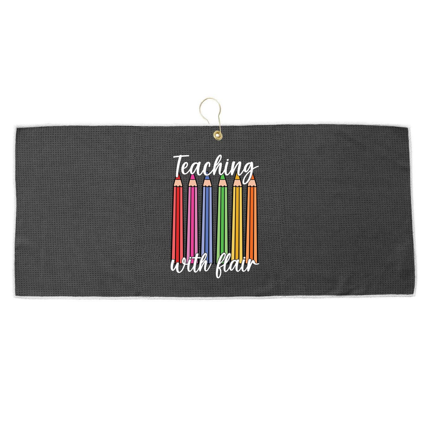 Teaching With Flair Colorful Pencil School Large Microfiber Waffle Golf Towel