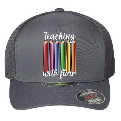 Teaching With Flair Colorful Pencil School Flexfit Unipanel Trucker Cap