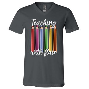 Teaching With Flair Colorful Pencil School V-Neck T-Shirt