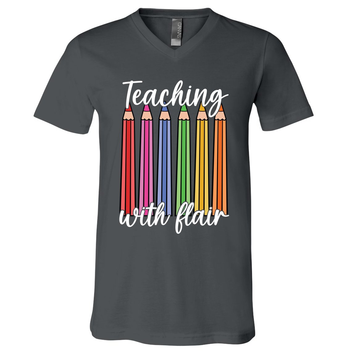 Teaching With Flair Colorful Pencil School V-Neck T-Shirt