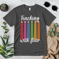 Teaching With Flair Colorful Pencil School Premium T-Shirt