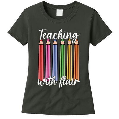 Teaching With Flair Colorful Pencil School Womens T-Shirt