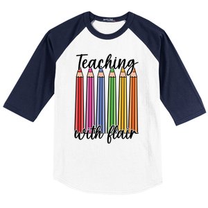 Teaching With Flair Colorful Pencil School Baseball Sleeve Shirt