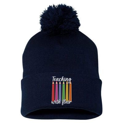 Teaching With Flair Colorful Pencil School Pom Pom 12in Knit Beanie