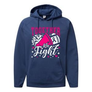 Together We Fight Breast Cancer Awareness Pink Ribbon Performance Fleece Hoodie