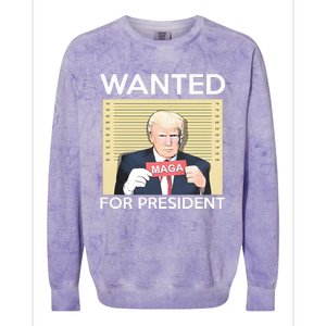 Trump Wanted For President Colorblast Crewneck Sweatshirt