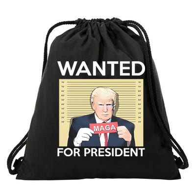 Trump Wanted For President Drawstring Bag
