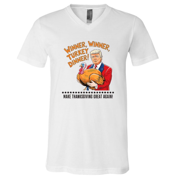 Trump Winner Funny Winner Turkey Dinner Thanksgiving V-Neck T-Shirt