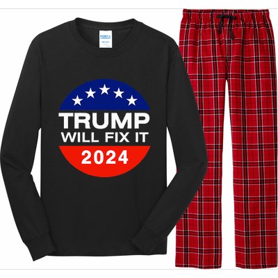 Trump Will Fix It Trump Vance 2024 Election Will Fix It Long Sleeve Pajama Set