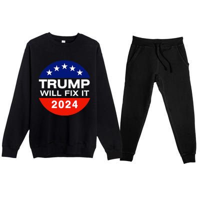 Trump Will Fix It Trump Vance 2024 Election Will Fix It Premium Crewneck Sweatsuit Set