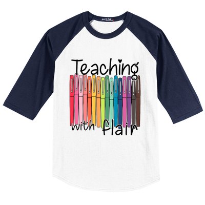 Teaching With Flair Mug Back To School First Day Of School Funny Teacher Baseball Sleeve Shirt