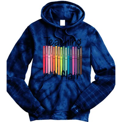 Teaching With Flair Mug Back To School First Day Of School Funny Teacher Tie Dye Hoodie