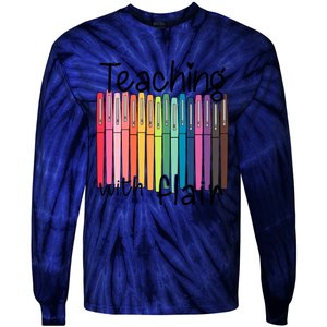 Teaching With Flair Mug Back To School First Day Of School Funny Teacher Tie-Dye Long Sleeve Shirt