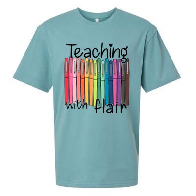 Teaching With Flair Mug Back To School First Day Of School Funny Teacher Sueded Cloud Jersey T-Shirt