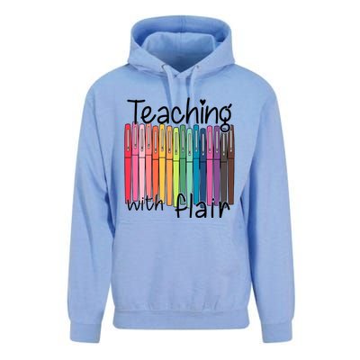 Teaching With Flair Mug Back To School First Day Of School Funny Teacher Unisex Surf Hoodie