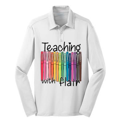 Teaching With Flair Mug Back To School First Day Of School Funny Teacher Silk Touch Performance Long Sleeve Polo