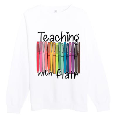 Teaching With Flair Mug Back To School First Day Of School Funny Teacher Premium Crewneck Sweatshirt