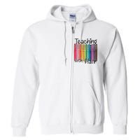 Teaching With Flair Mug Back To School First Day Of School Funny Teacher Full Zip Hoodie