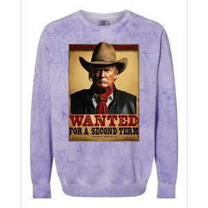 Trump Wanted For President 2024 Western Cowboy Funny Trump Colorblast Crewneck Sweatshirt