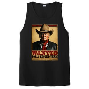 Trump Wanted For President 2024 Western Cowboy Funny Trump PosiCharge Competitor Tank