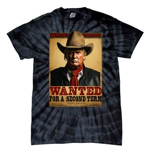 Trump Wanted For President 2024 Western Cowboy Funny Trump Tie-Dye T-Shirt