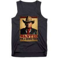 Trump Wanted For President 2024 Western Cowboy Funny Trump Tank Top