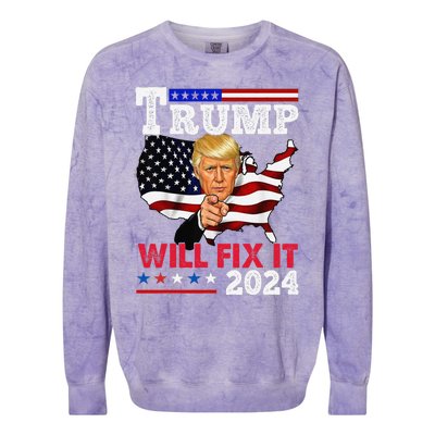 Trump Will Fix It Trump 2024 Proud To Be Garbage Vote Trump Colorblast Crewneck Sweatshirt