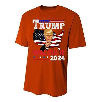 Trump Will Fix It Trump 2024 Proud To Be Garbage Vote Trump Performance Sprint T-Shirt