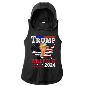 Trump Will Fix It Trump 2024 Proud To Be Garbage Vote Trump Ladies PosiCharge Tri-Blend Wicking Draft Hoodie Tank