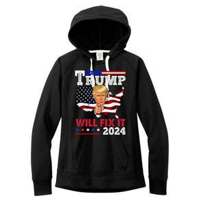 Trump Will Fix It Trump 2024 Proud To Be Garbage Vote Trump Women's Fleece Hoodie