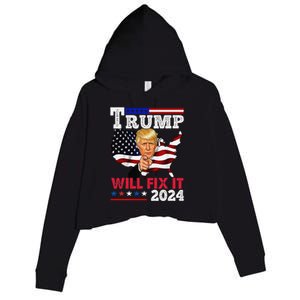 Trump Will Fix It Trump 2024 Proud To Be Garbage Vote Trump Crop Fleece Hoodie