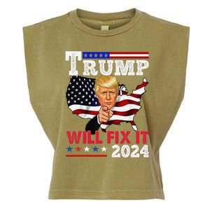 Trump Will Fix It Trump 2024 Proud To Be Garbage Vote Trump Garment-Dyed Women's Muscle Tee