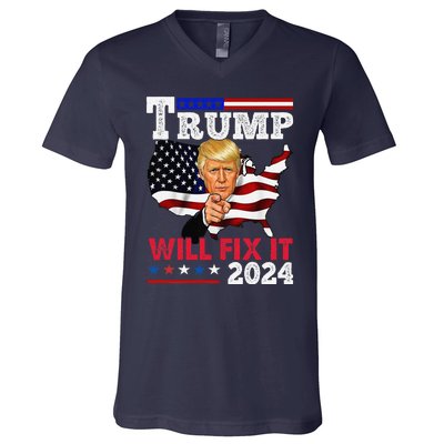 Trump Will Fix It Trump 2024 Proud To Be Garbage Vote Trump V-Neck T-Shirt