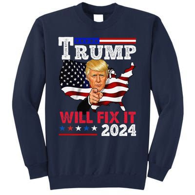 Trump Will Fix It Trump 2024 Proud To Be Garbage Vote Trump Tall Sweatshirt