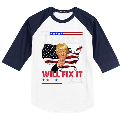 Trump Will Fix It Trump 2024 Proud To Be Garbage Vote Trump Baseball Sleeve Shirt