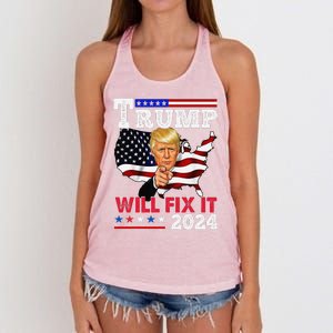 Trump Will Fix It Trump 2024 Proud To Be Garbage Vote Trump Women's Knotted Racerback Tank