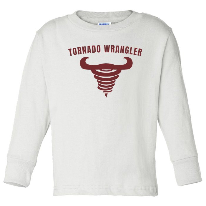 Tornado Wrangler Funny Design Toddler Long Sleeve Shirt