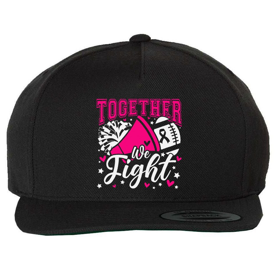 Together We Fight Breast Cancer Awareness Pink Ribbon Wool Snapback Cap