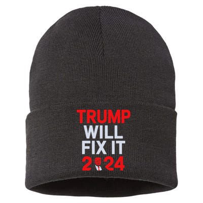 Trump Will Fix It Election 2024 Sustainable Knit Beanie