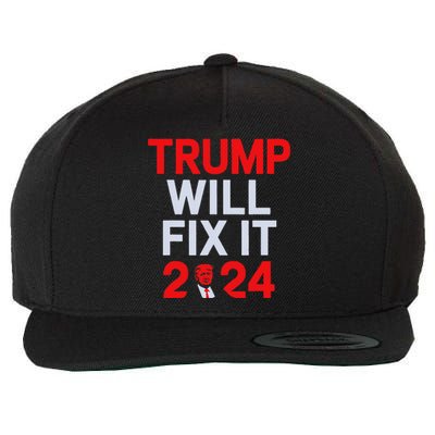 Trump Will Fix It Election 2024 Wool Snapback Cap