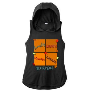 Thanksgiving Words Family Thankful Blessings Gather Gift Ladies PosiCharge Tri-Blend Wicking Draft Hoodie Tank