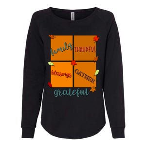 Thanksgiving Words Family Thankful Blessings Gather Gift Womens California Wash Sweatshirt