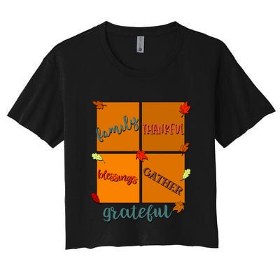 Thanksgiving Words Family Thankful Blessings Gather Gift Crop Top